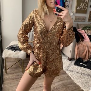 Gold Sequin Romper NWOT